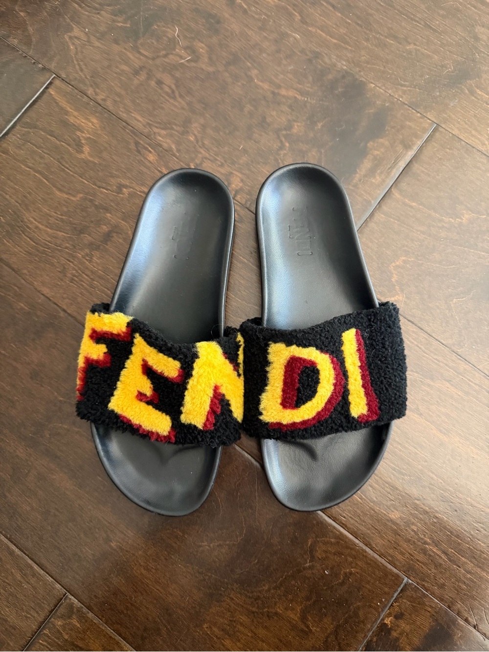 Fendi Shearling Black Slides